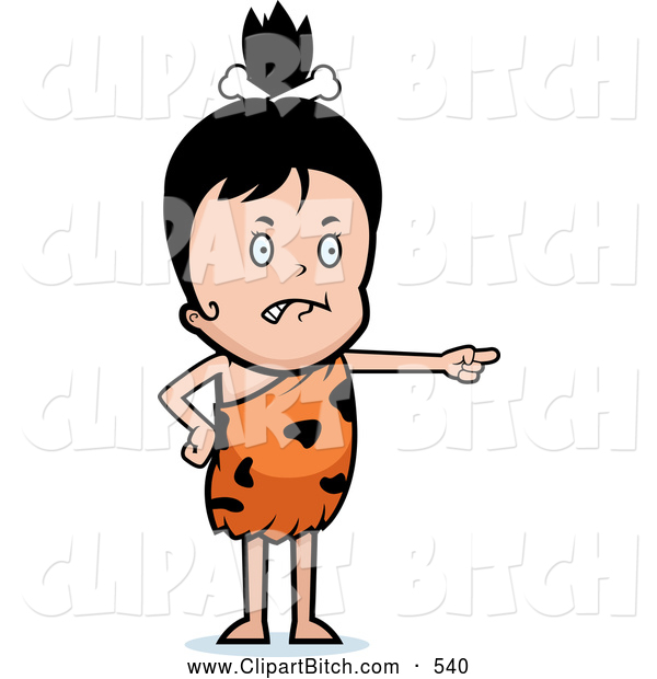 Clip Vector Cartoon Art Of A Angry Cave Girl Wearing A Tiger Pelt By