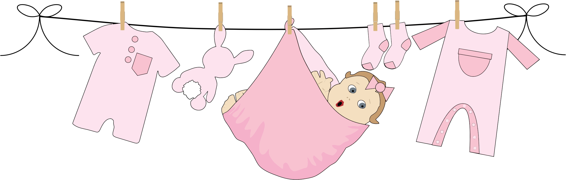 Clipart   Baby Girl Hanging On Clothesline