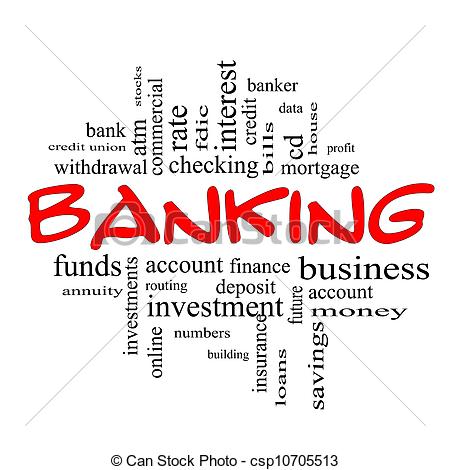 Clipart Of Banking Word Cloud Concept In Red Black   Banking Word