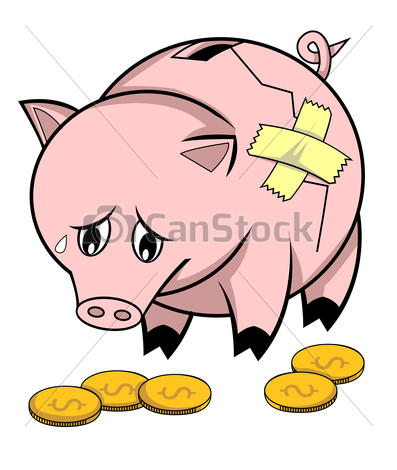 Clipart Vector Of Broken Piggy Bank Csp16871550   Search Clip Art    