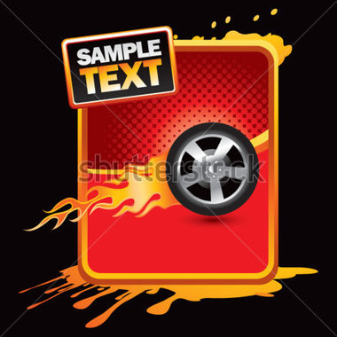 File Browse   Transportation   Flaming Racing Tire On Grunge Banner