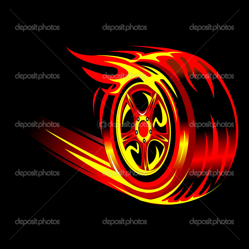 Flaming Wheel   Stock Vector   Exile7  2233482