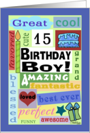 Happy Birthday For 15 Year Old Boy Good Word Subway Art Card   Product