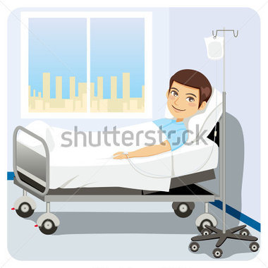 Hospital Bed With Intravenous Saline Solution Stock Vector   Clipart