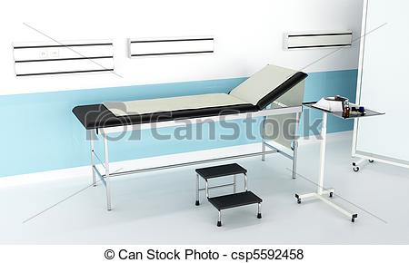 Illustration Of Hospital Consulting Room   Medical Crib In Hospital
