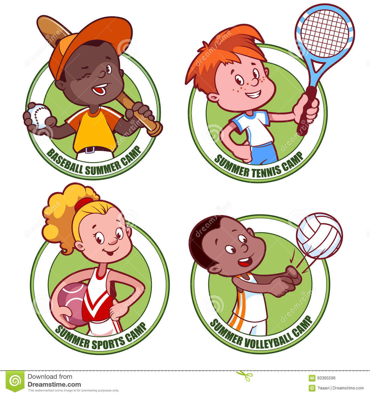 Logo For The Kids Sports Camp  Vector Illustration On White Background