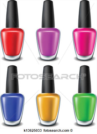 Nail Polish Set In Different Colors Isolated On White