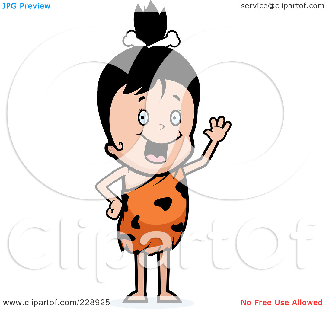 Royalty Free  Rf  Clipart Illustration Of A Happy Cave Girl Waving By