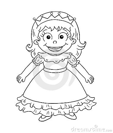 Sketch In Black And White Of A Little Princess  A Child That Wears