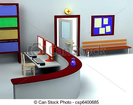 Stock Illustration   3d Of Hospital Waiting Room And Registry   Stock