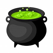 Stock Photo Of Cauldron   Vector Old Black Witches Cauldron With Green