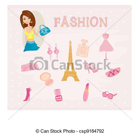 Vector Illustration Of Paris Fashion Set Csp9184792   Search Clipart