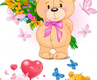 Vector Illustrations Of Cartoon Bear  Teddy Bear  For Your Birthday