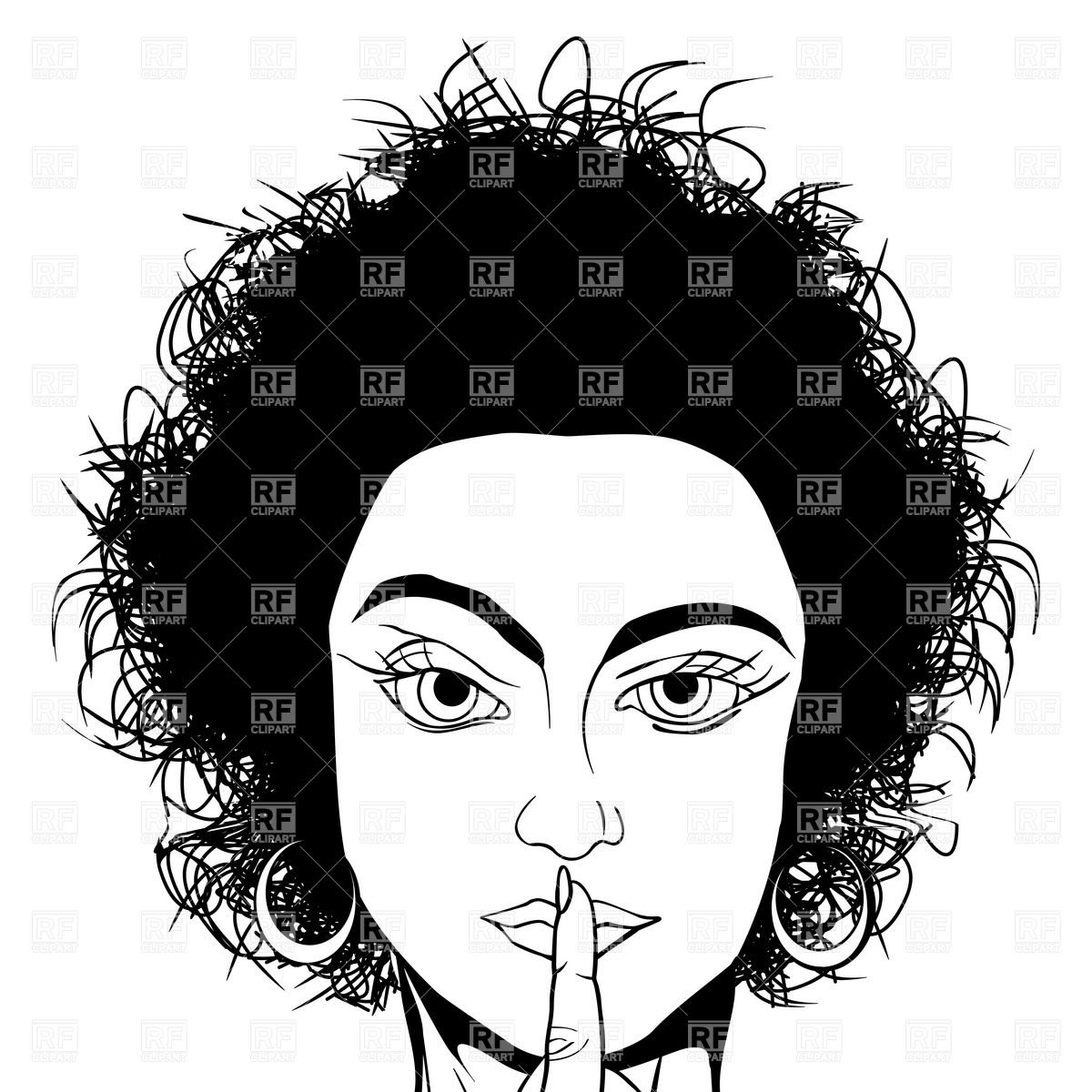     Woman With Finger On Lips Download Royalty Free Vector Clipart  Eps