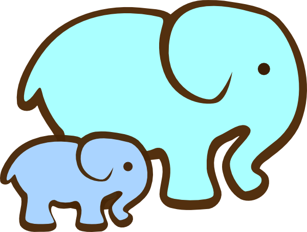Blue Elephant Mom   Baby Clip Art