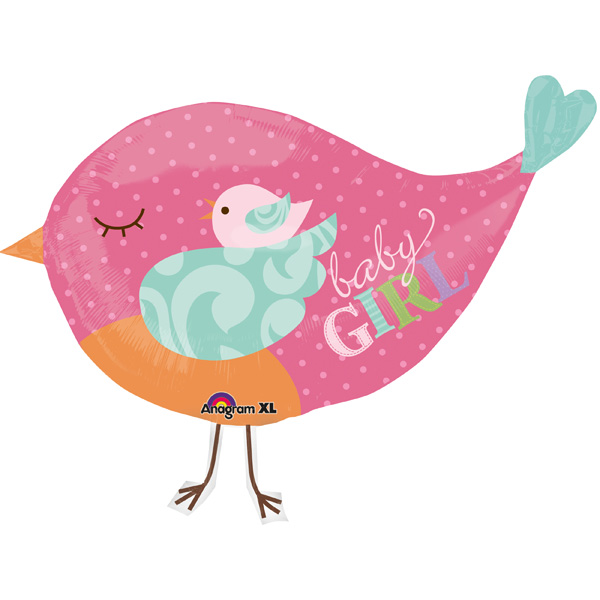     By 33 Inch Baby Girl Bird Foil Supershape Balloon A Baby Shower Would