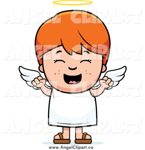 Clip Art Of A Happy Red Haired Angel Boy Cheering By Cory Thoman