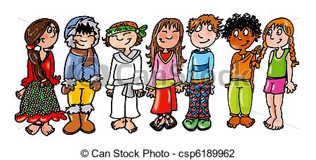 Clip Art Of Ethnic Groups   Children Dressed In Various Ethnic Groups    