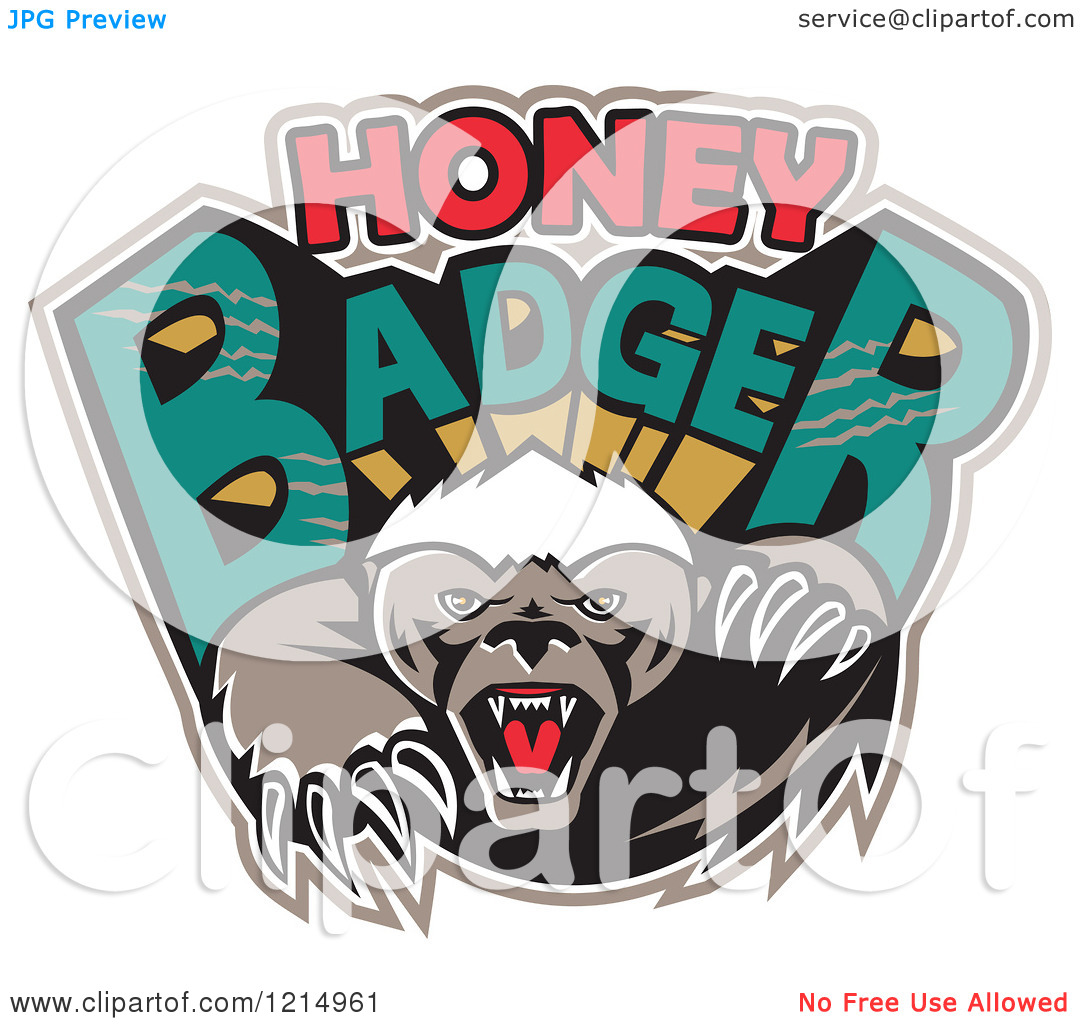 Clipart Of An Aggressive Honey Badger Mascot With Text   Royalty Free
