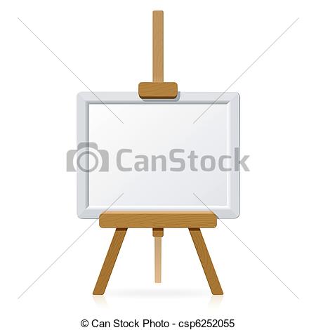 Clipart Vector Of Wooden Easel With Blank Canvas   Vector Illustration
