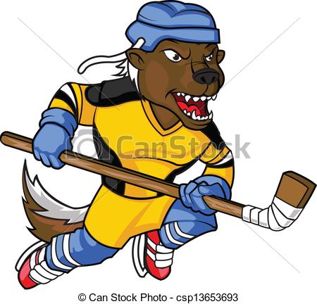 Eps Vectors Of Honey Badger Hockey Mascot   Intimidating Honey Badger