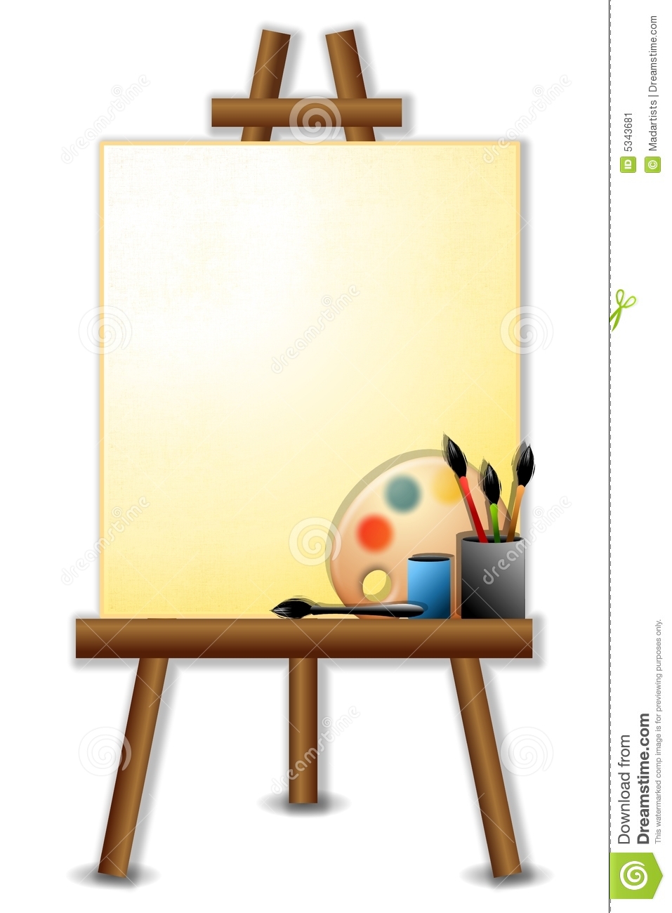 Featuring A Simple Painter S Easel With Brushes Palette And Canvas