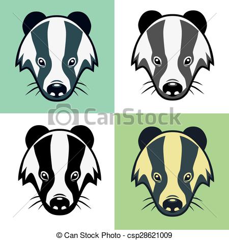 Four Heads Colour Badgers Mascot School Emblem