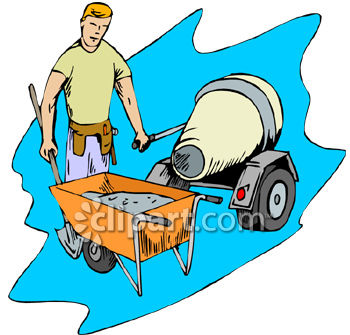     Free Clip Art Image  Contracter Mixing And Pouring Cement Or Concrete