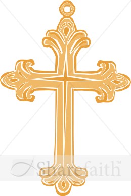 Gold Curling Necklace Cross   Cross Clipart