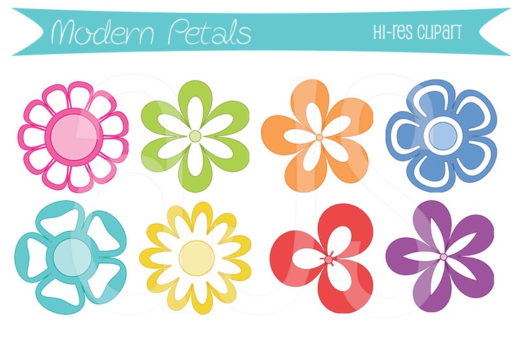 Modern Petals Flower Clipart   Flower Tags And Printables 3