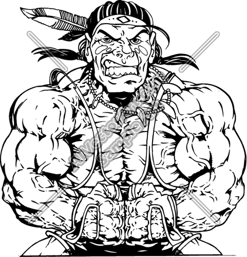 Muscular Native American Sports Mascot Warrior Clipart And Vectorart