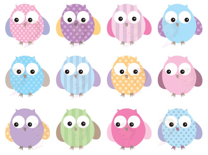 Owls Clip Art Cute Pastel Digital Pink Owl Bird Clipart Commercial    