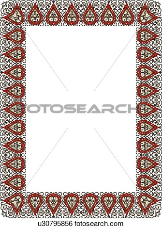 Red Grey And Gold Victorian Border View Large Clip Art Graphic