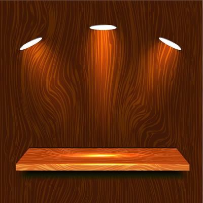 Report Browse   Arts   Design   Realistic Wooden Shelf With Lights