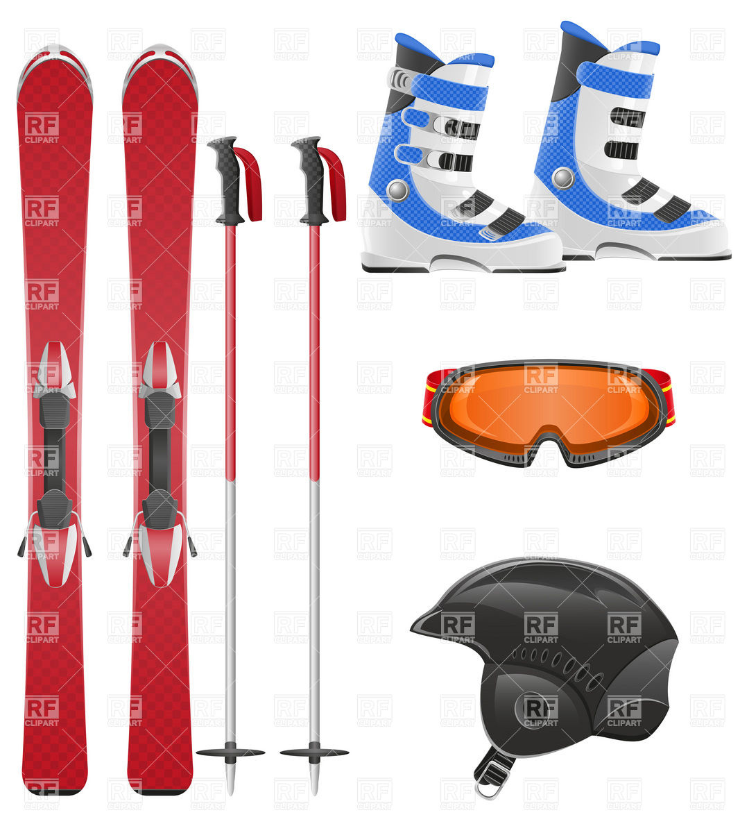 Ski Equipment Icon Set 19816 Sport And Leisure Download Royalty