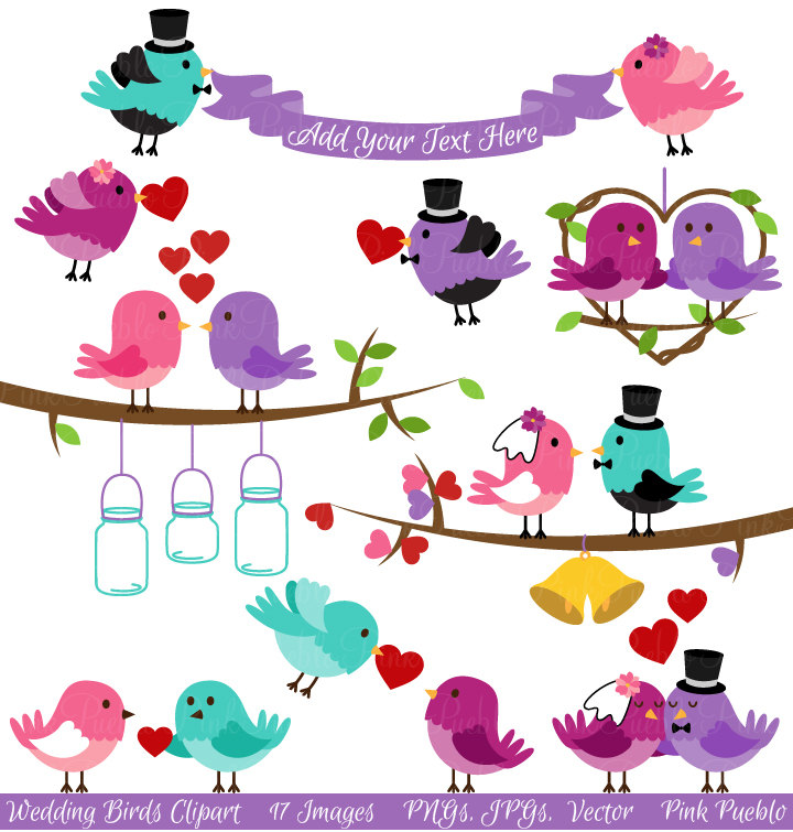 Wedding Birds Clipart Clip Art Valentine Love Birds By Pinkpueblo