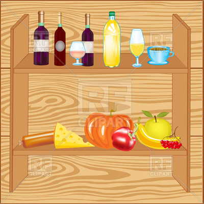 Wooden Shelf With Food And Drink 93882 Download Royalty Free Vector    