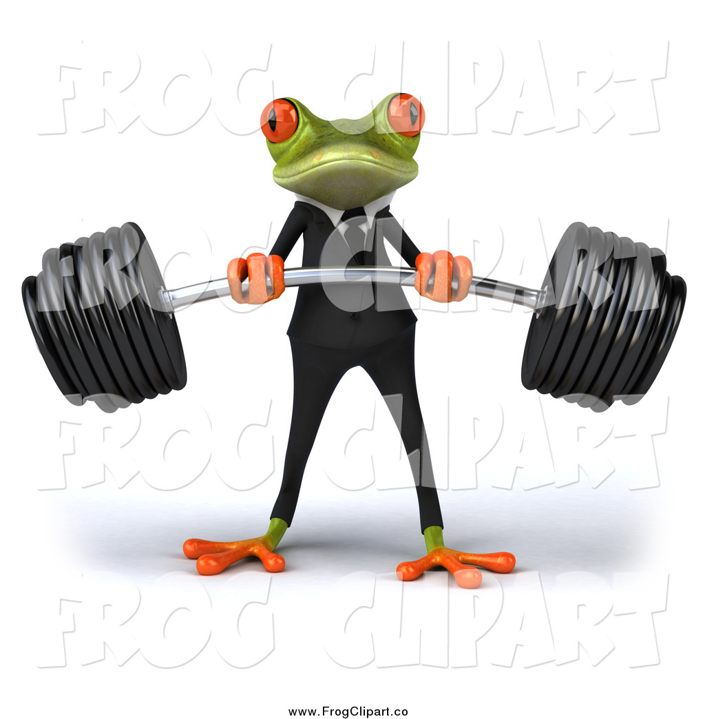 3d Business Frog Lifting A Heavy Barbell 3d Business Frog Doing Bicep