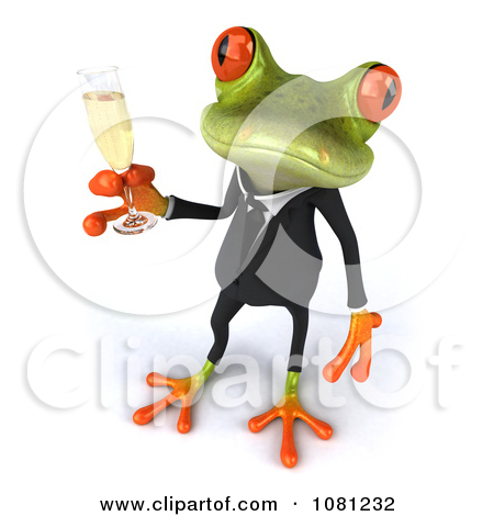3d Business Springer Frog Toasting With Champagne 4 By Julos