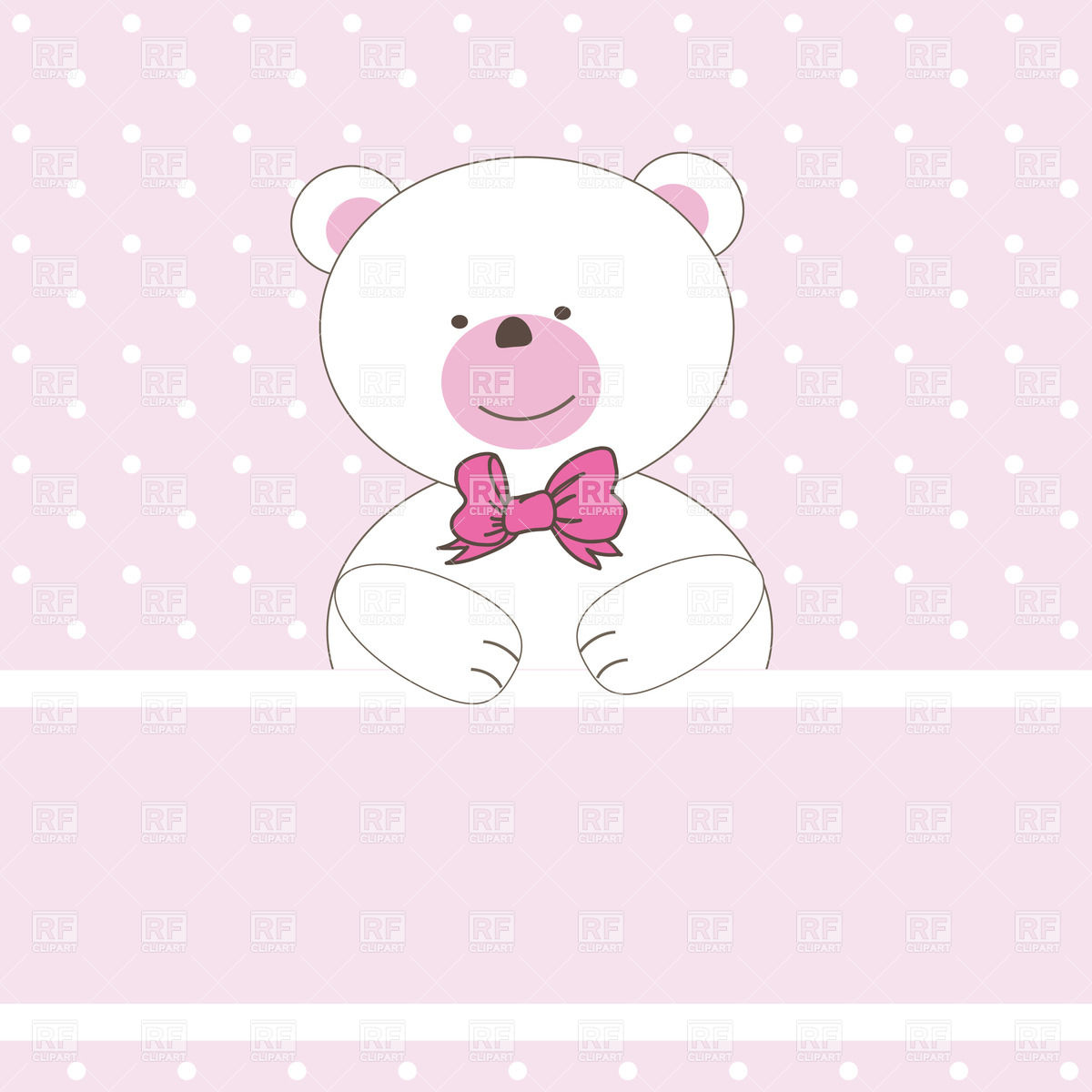 Bear With Bow On Pink 21448 Download Royalty Free Vector Clipart