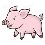 Beka Book    Clip Art    Standing Pink Pig With Short Legs