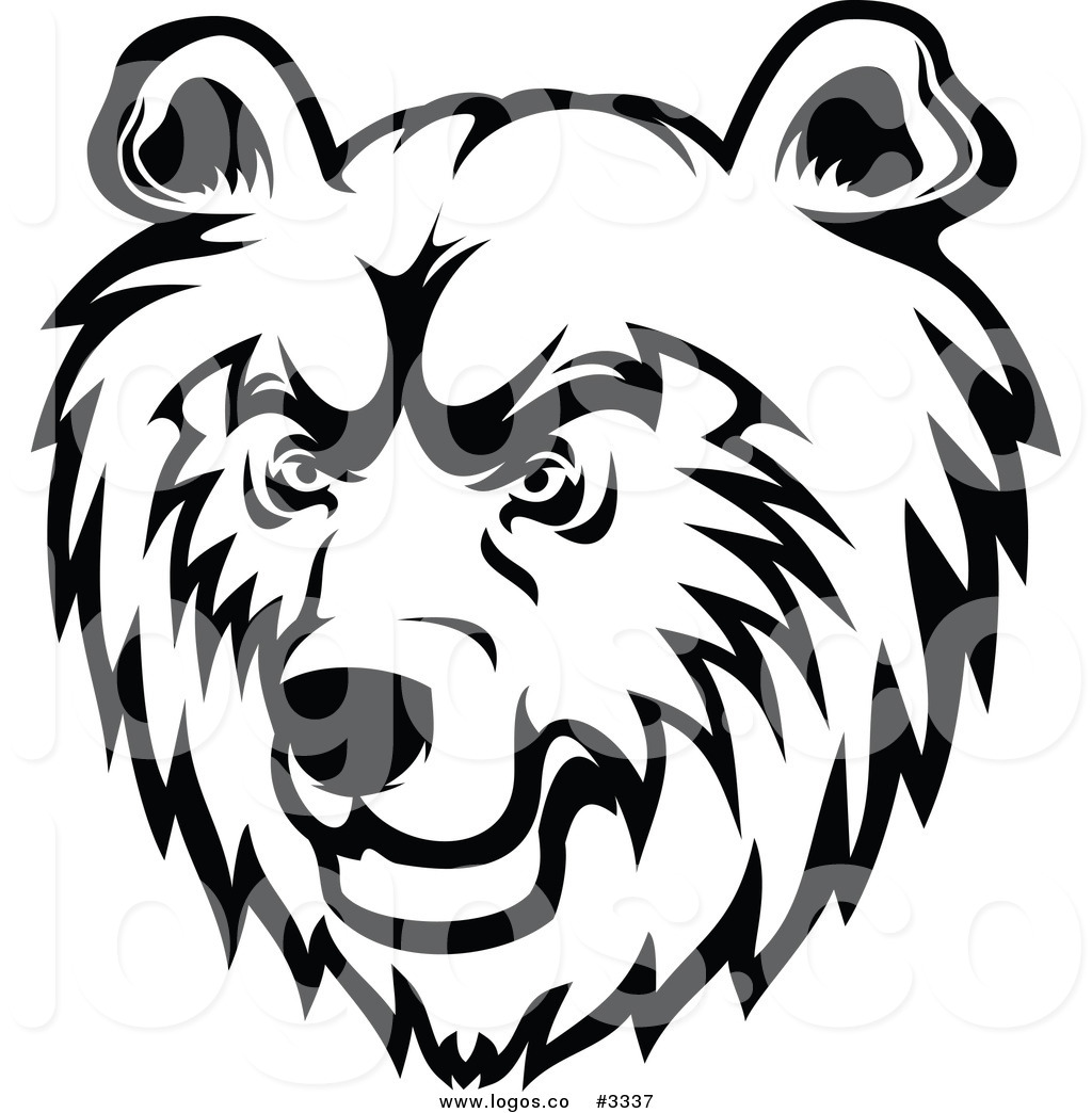 Black And White Bear Head Logo Black And White Bear And Banner Logo