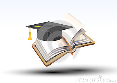 Book With Book Mark And Above It An Academic Cap Or Mortar Board Worn