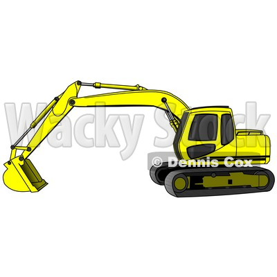 Bright Yellow Trackhoe Excavator Clipart Illustration   Dennis Cox
