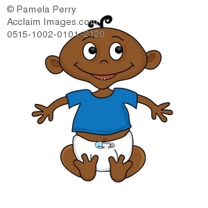 Clip Art Illustration Of An African American Baby Sitting Up Proudly