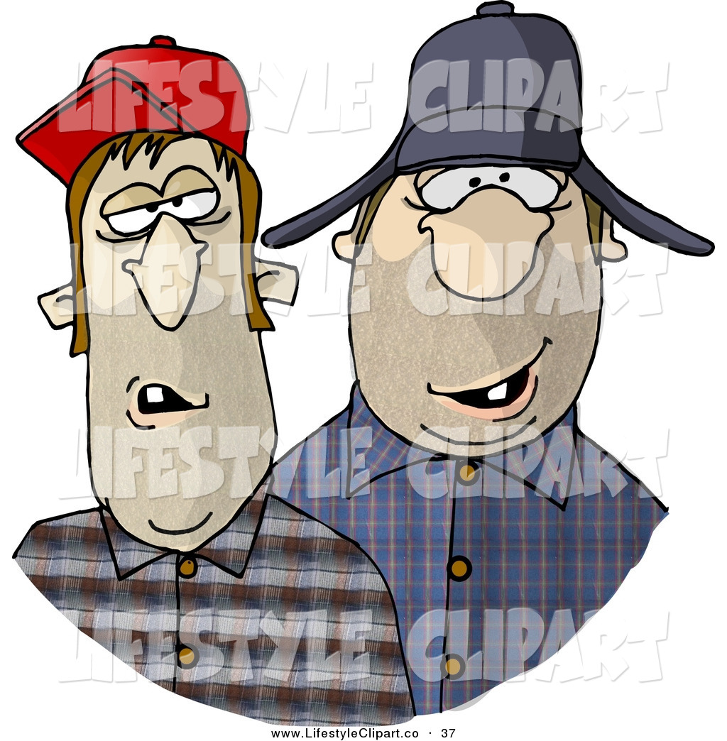 Clip Art Of A Southern Redneck Men Smiling And Looking Forward By