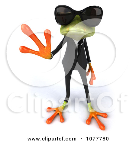 Clipart 3d Business Springer Frog Waving Wearing Shades And A Suit 3