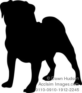 Clipart Illustration Of Silhouette Of A Pug Dog   Acclaim Stock