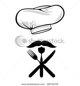 Clipart Image Of Chef Hat With Fork Spoon Knife And Mustache