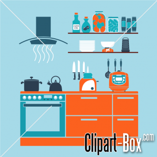 Clipart Kitchen   Flat Design Style   Royalty Free Vector Design